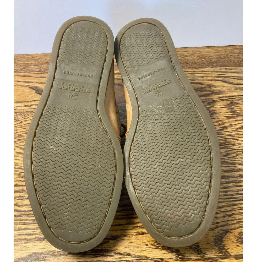 Sperry Top-Sider Boys Authentic Original Tan Leather Boat Shoes YB27284 Size 4M